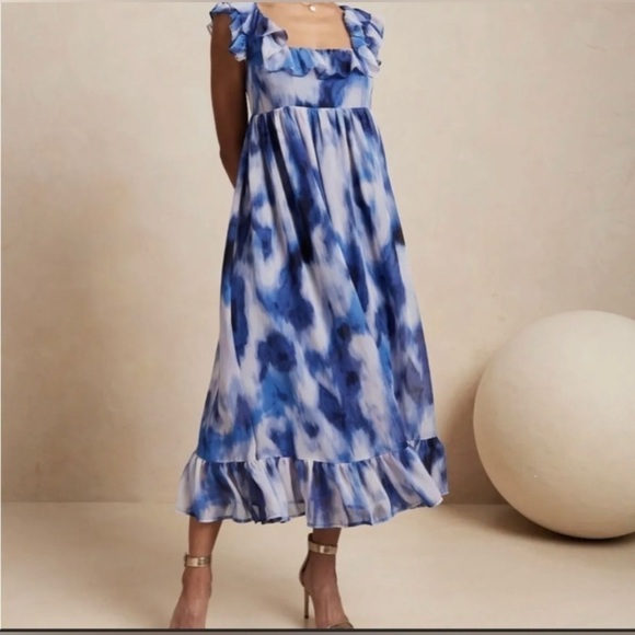Banana Republic Deep Water Empire Waist Blue Maxi Dress Women’s Size XS